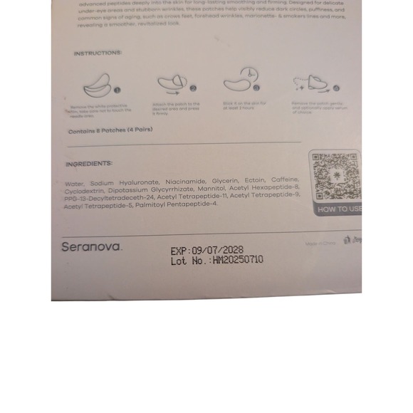 Seranova Micro Infusion Patches - 8 Patches (4 Pairs) New Open Box - Picture 3 of 4